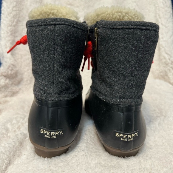 Women's Sperry® for J.Crew Shearwater flannel boots Size 10 Black W/ Red Laces - Picture 5 of 7